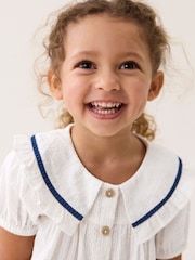 White Printed Collar Dress (3mths-10yrs) - Image 4 of 8