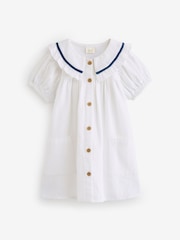 White Printed Collar Dress (3mths-10yrs) - Image 5 of 8