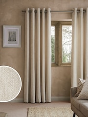Natural Super Soft Cosy Lined Eyelet Curtains - Image 1 of 6