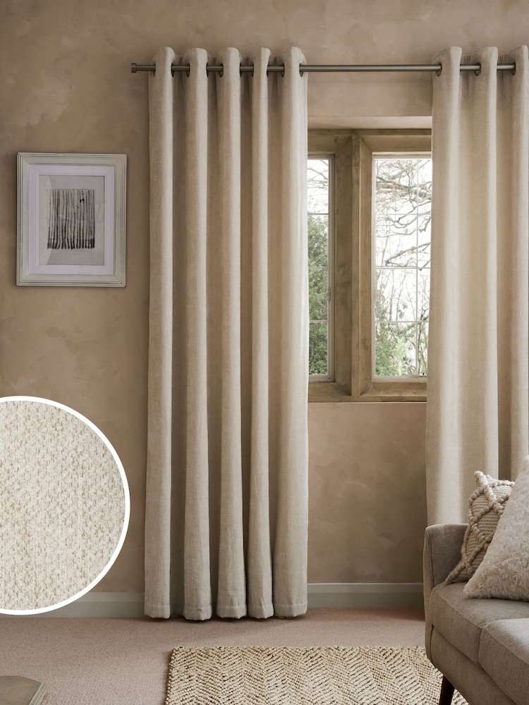 Natural Super Soft Cosy Lined Eyelet Curtains - Image 1 of 6