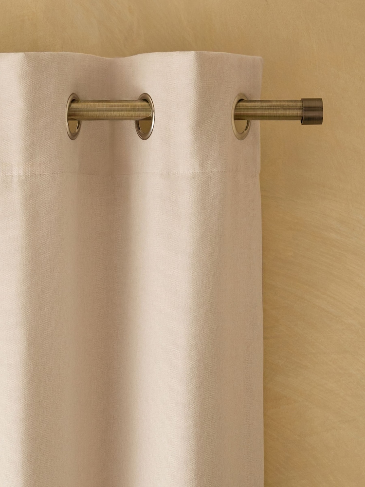 Natural Brushed Eyelet Lined Curtains - Image 1 of 7