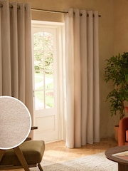 Natural Brushed Eyelet Lined Curtains - Image 2 of 7