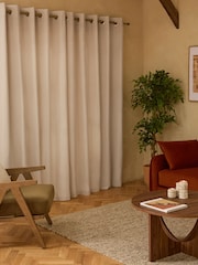 Natural Brushed Eyelet Lined Curtains - Image 4 of 7