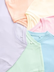 Blue/Mint Green/Pink/Light Pink/Purple/Yellow Regular Fit Essential 100% Cotton T-Shirts 6 Pack - Image 12 of 12