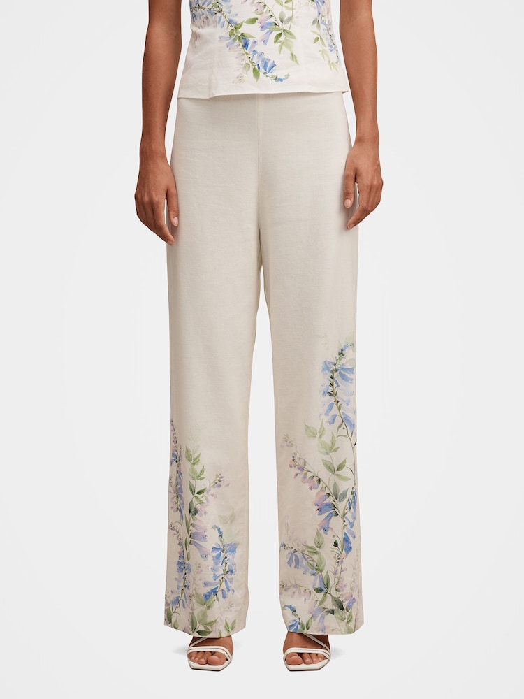 Forever New Soleil Floral Placement Printed Trousers Contains Linen - Bild 1 von 5