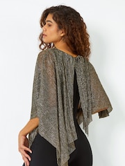 Roman Metallic Shimmer Asymmetric Overlay Blouses - Image 2 of 5