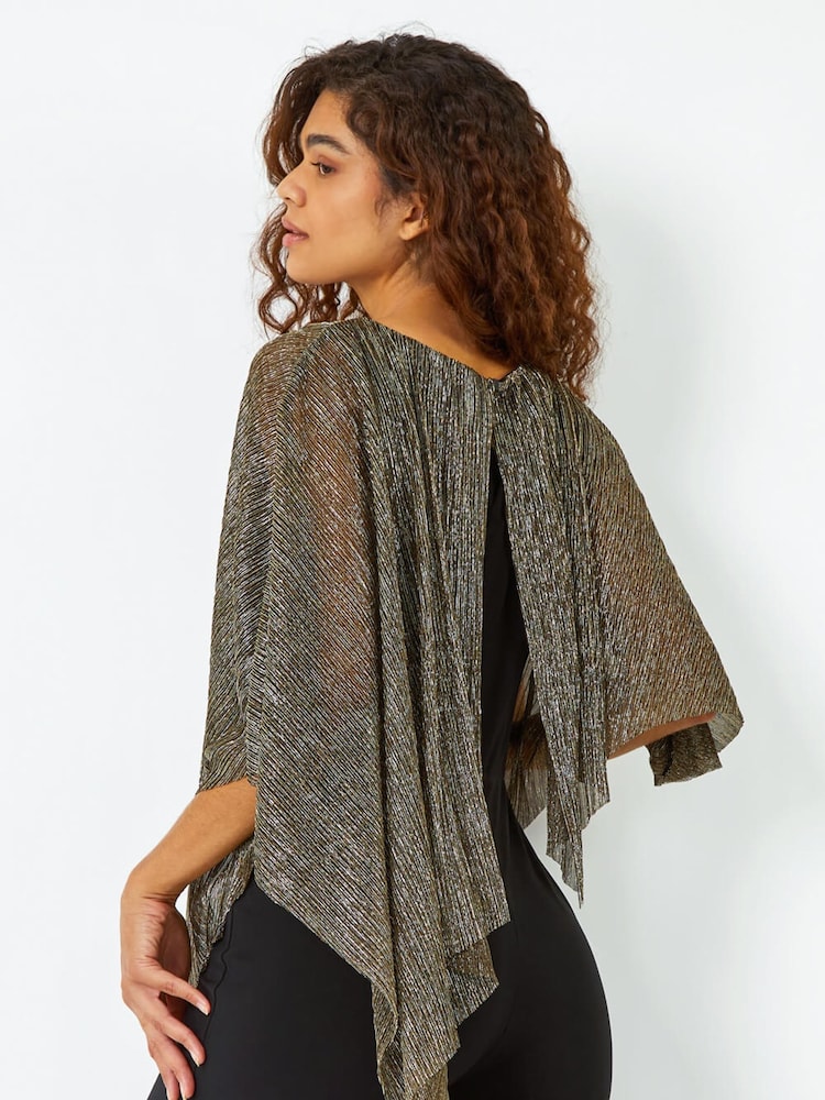 Roman Metallic Shimmer Asymmetric Overlay Blouses - Image 2 of 5