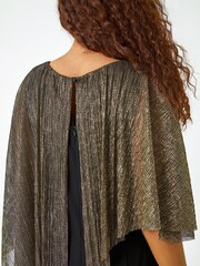 Roman Metallic Shimmer Asymmetric Overlay Blouses - Image 5 of 5