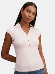 Forever New Pink Winnie Extended Shoulder Polo Top - Image 3 of 5