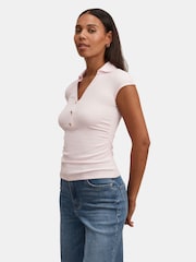 Forever New Pink Winnie Extended Shoulder Polo Top - Image 4 of 5