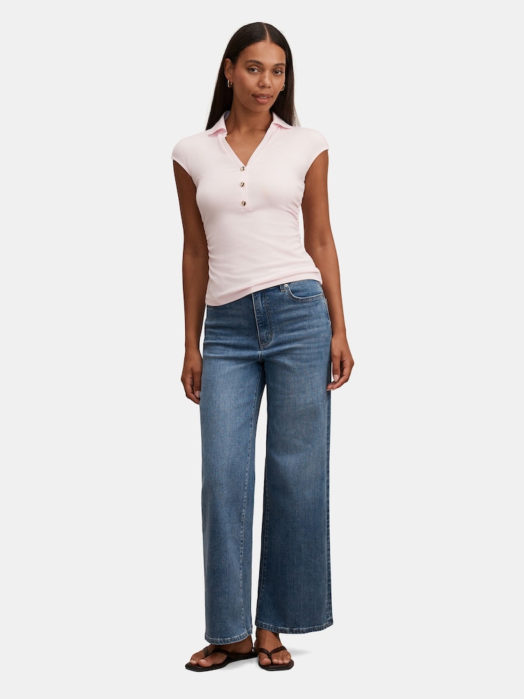 Forever New Pink Winnie Extended Shoulder Polo Top - Image 5 of 5