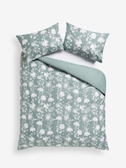 2 Pack Green/White Floral Reversible Duvet Cover and Pillowcase Set - Image 6 of 7