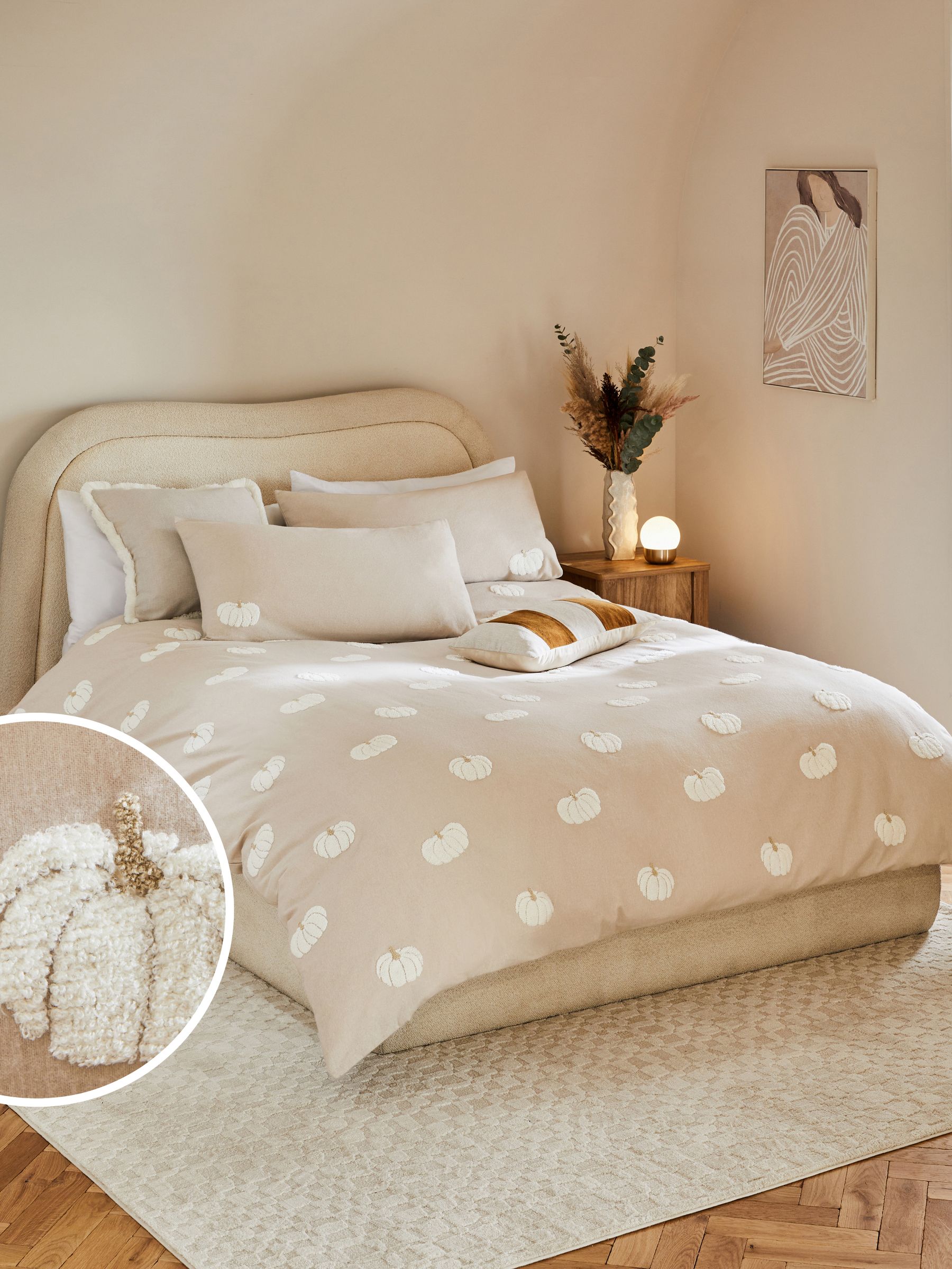 Buy Natural Tufted Pumpkin Brushed 100% Cotton Duvet Cover