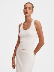 Forever New White Bree Crochet Detail Knitted Tank Top - Image 4 of 5