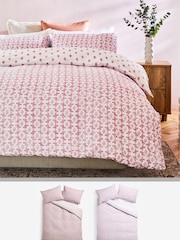 2 Pack Lilac Purple Ikat Reversible Duvet Cover and Pillowcase Set - Image 1 of 11