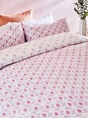 2 Pack Lilac Purple Ikat Reversible Duvet Cover and Pillowcase Set - Image 6 of 11