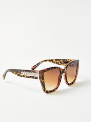 Lipsy Brown Oversized Square Chain Sunglasses - Image 3 of 4