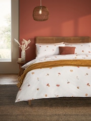 White Autumnal Pumpkins Cotton Rich Reversible Duvet Cover and Pillowcase Set - Image 3 of 4