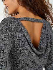 Roman Metallic Glitter Cowl Cutout Swing Stretch Dress - Image 5 of 5