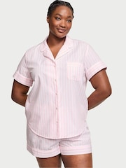 Victoria's Secret Pink Stripe Cotton Short Pyjama Set - Image 1 of 4