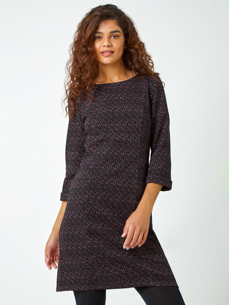 Roman Black Metallic Speckle Pocket Shift Dress - Image 1 of 5