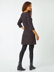 Roman Black Metallic Speckle Pocket Shift Dress - Image 2 of 5