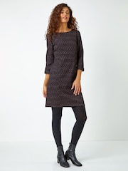 Roman Black Metallic Speckle Pocket Shift Dress - Image 3 of 5