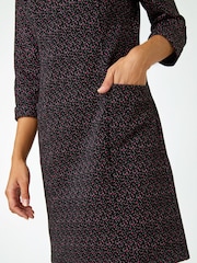 Roman Black Metallic Speckle Pocket Shift Dress - Image 5 of 5