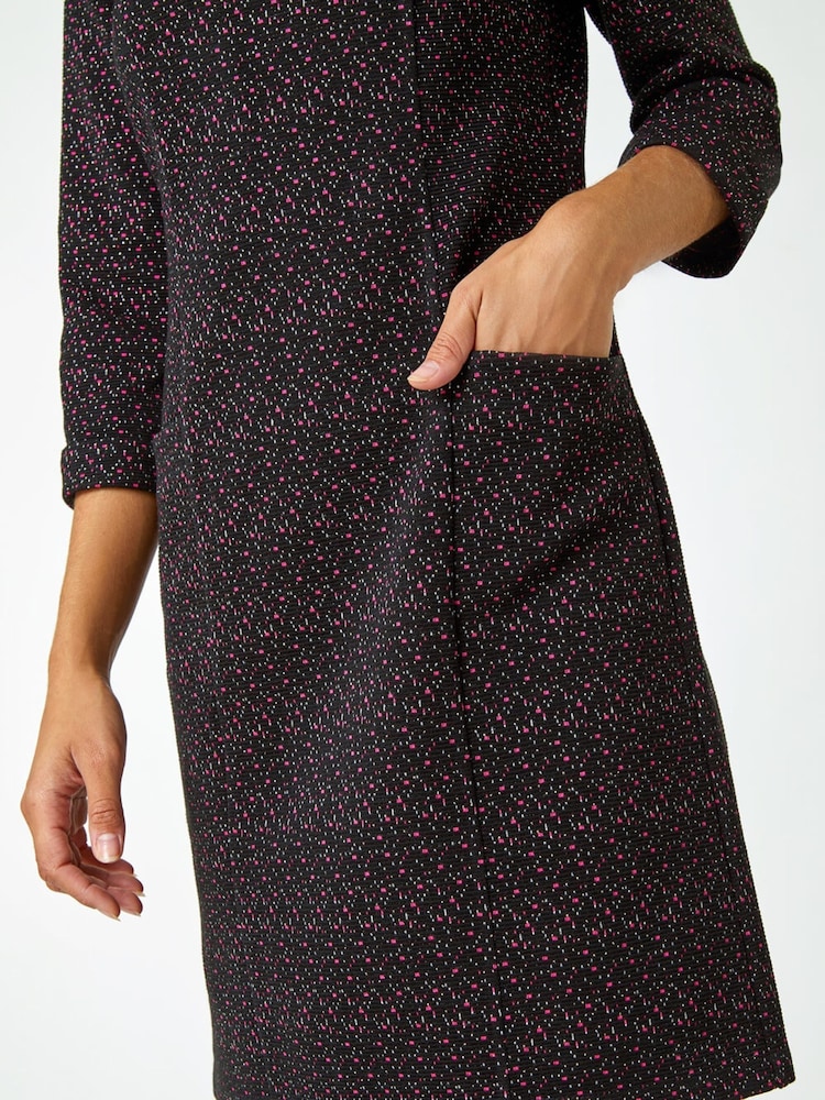 Roman Black Metallic Speckle Pocket Shift Dress - Image 5 of 5