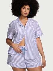 Victoria's Secret Blue Stripe Cotton Short Pyjama Set - Image 1 of 4