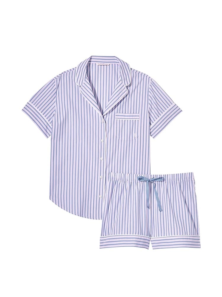 Victoria's Secret Blue Stripe Cotton Short Pyjama Set - Image 4 of 4