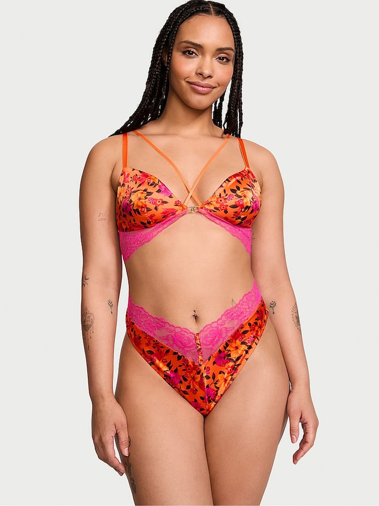 Victoria's Secret Island Vibes Orange Tropical Print Bodysuit - Image 1 of 3 Victoria's Secret Island Vibes Orange Tropical Print Bodysuit - Image 1 of 3
