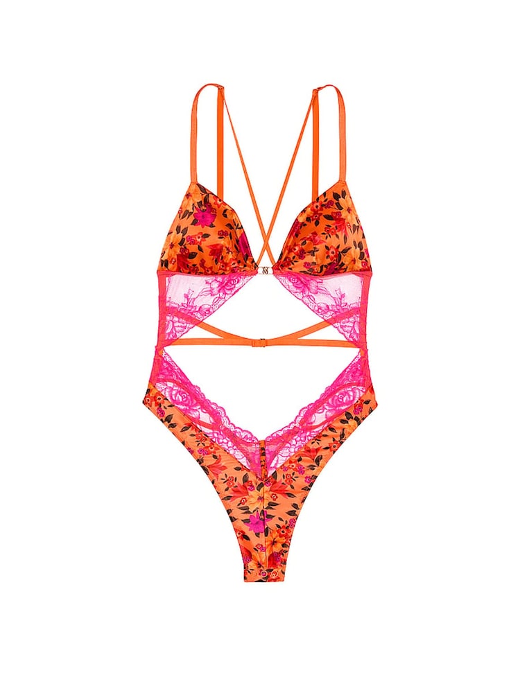 Victoria's Secret Island Vibes Orange Tropical Print Bodysuit - Image 3 of 3 Victoria's Secret Island Vibes Orange Tropical Print Bodysuit - Image 3 of 3