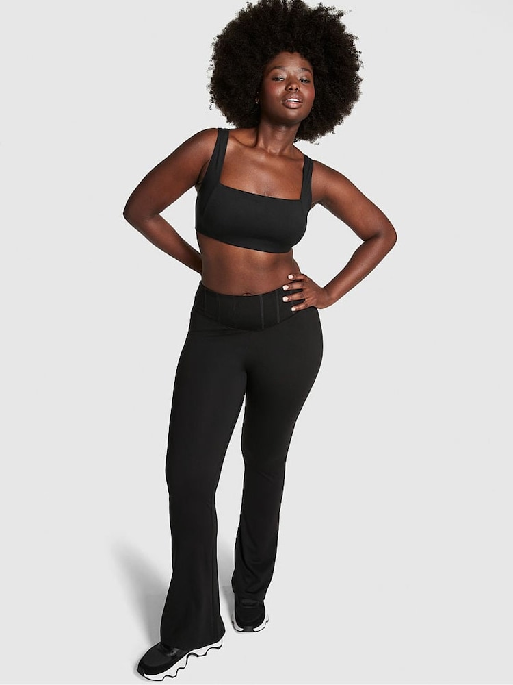 Victoria's Secret Pink Pure Black Ultimate Sport Corset Flare Legging - Image 1 of 3