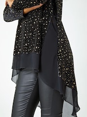 Roman Metallic Star Print Velvet Chiffon Hem Top - Image 5 of 5