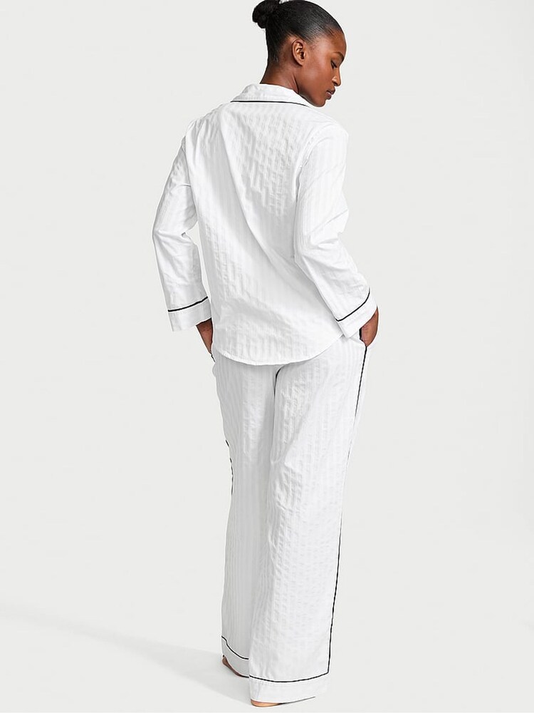 Victoria's Secret White Stripe Cotton Long Pyjama Set - Image 2 of 3