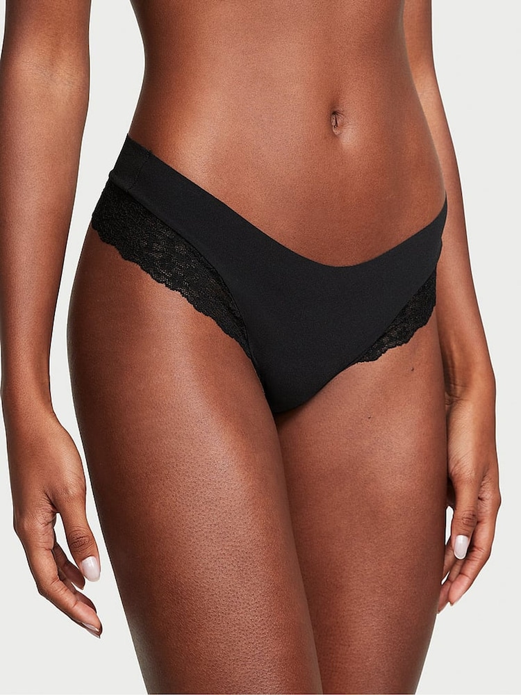 Victoria's Secret Black Posey Lace Thong Knickers - Image 1 of 3