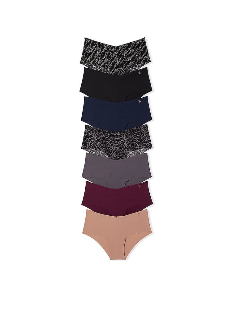 Victoria's Secret Black/Blue/Grey/Red/Nude Cheeky 7 Pack Knickers - Image 1 of 6