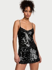Victoria's Secret Black Sequin Slip Dress - Image 1 of 3