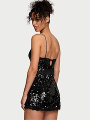 Victoria's Secret Black Sequin Slip Dress - Image 2 of 3