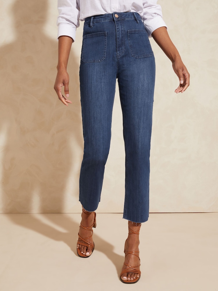 Love & Roses Mid Wash Blue Slim Crop Jeans - Image 1 of 4