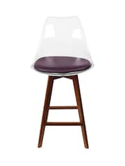 Fusion Living Aubergine Soho Clear Plastic Bar Stool with Dark Wood Legs - Image 3 of 5