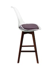Fusion Living Aubergine Soho Clear Plastic Bar Stool with Dark Wood Legs - Image 5 of 5