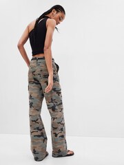 Gap Camo Green Loose Cotton Chino Cargo Trousers - Image 2 of 5