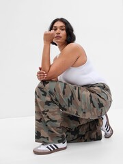 Gap Camo Green Loose Cotton Chino Cargo Trousers - Image 4 of 5