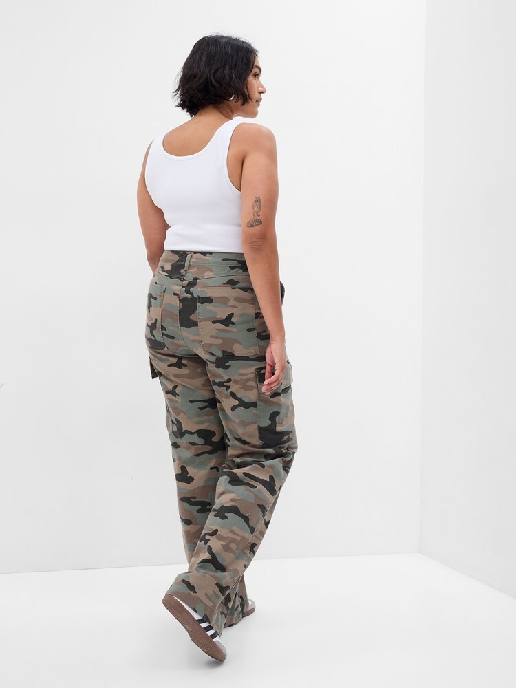 Gap Camo Green Loose Cotton Chino Cargo Trousers - Image 5 of 5