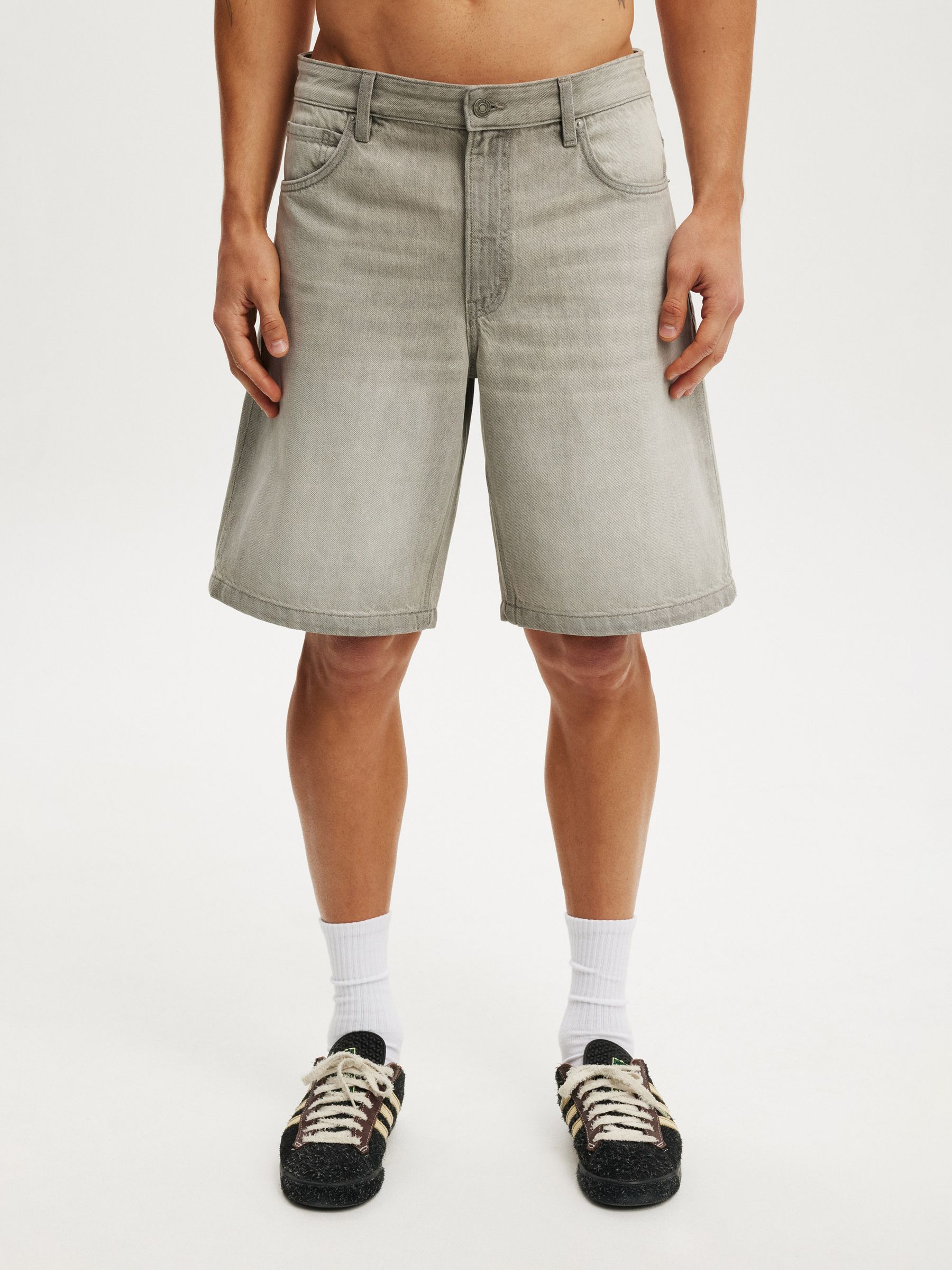 Buy Cotton On Grey Baggy Denim Shorts from Next Latvia