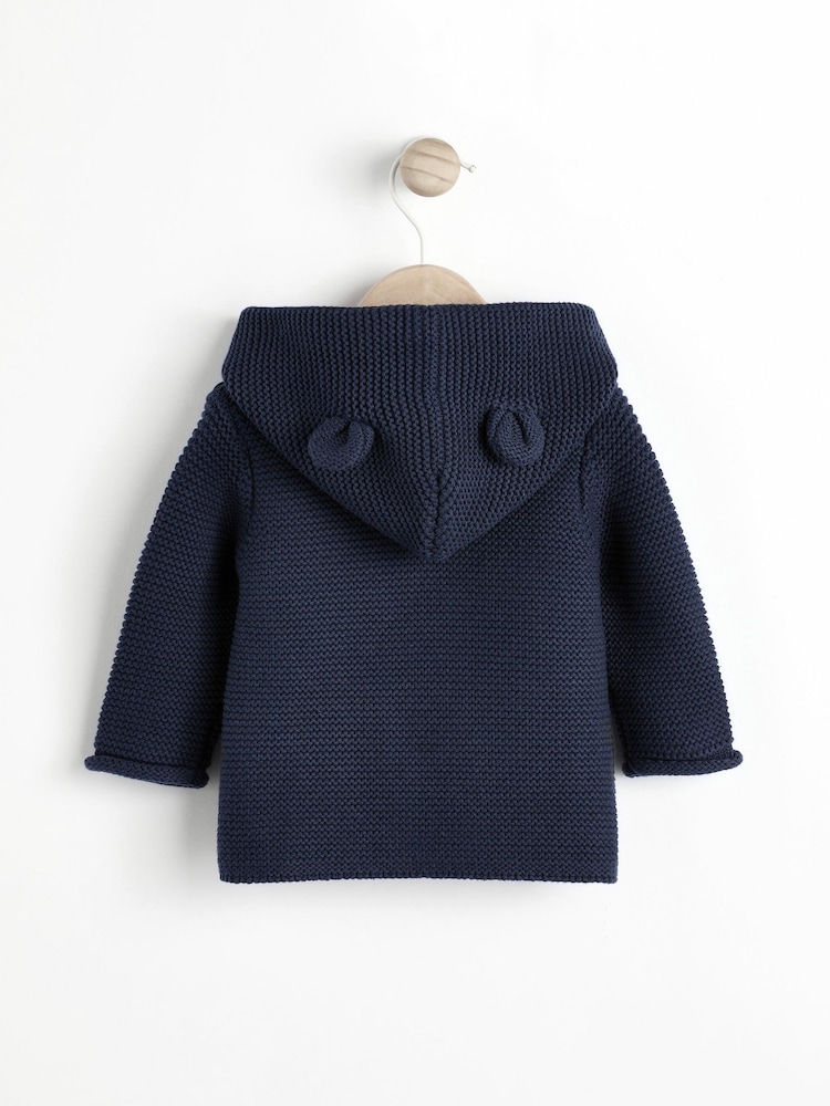 Navy Blue Baby Knitted Hooded Cardigan (0mths-2yrs) - Image 2 of 6