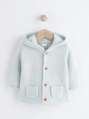 Pale Blue Baby Knitted Hooded Cardigan (0mths-2yrs) - Image 1 of 5