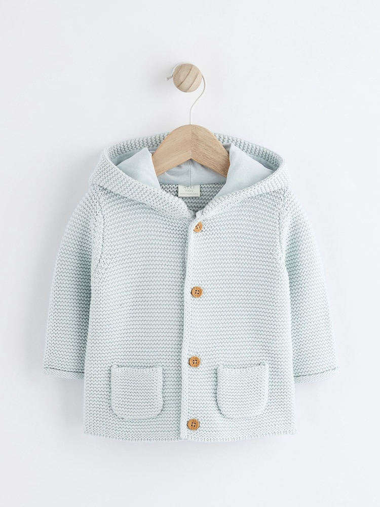Pale Blue Baby Knitted Hooded Cardigan (0mths-2yrs) - Image 1 of 5